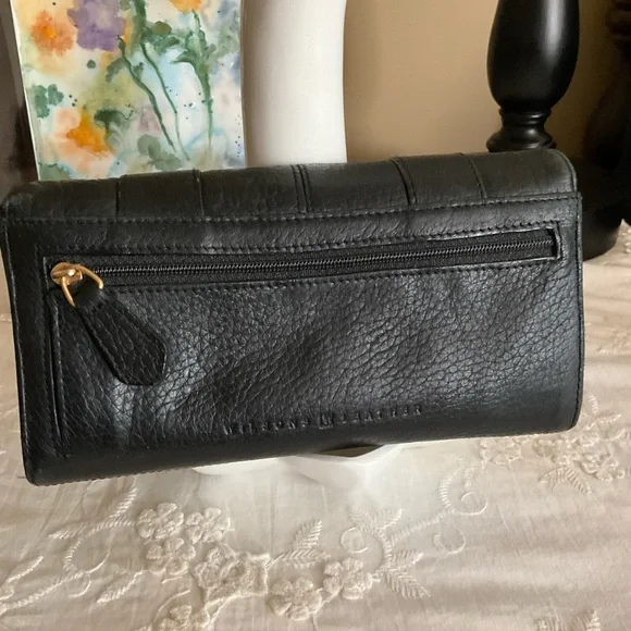 WILSONS LEATHER Wallet Clutch Organizer Removable Checkbook Black - Picture 2 of 5